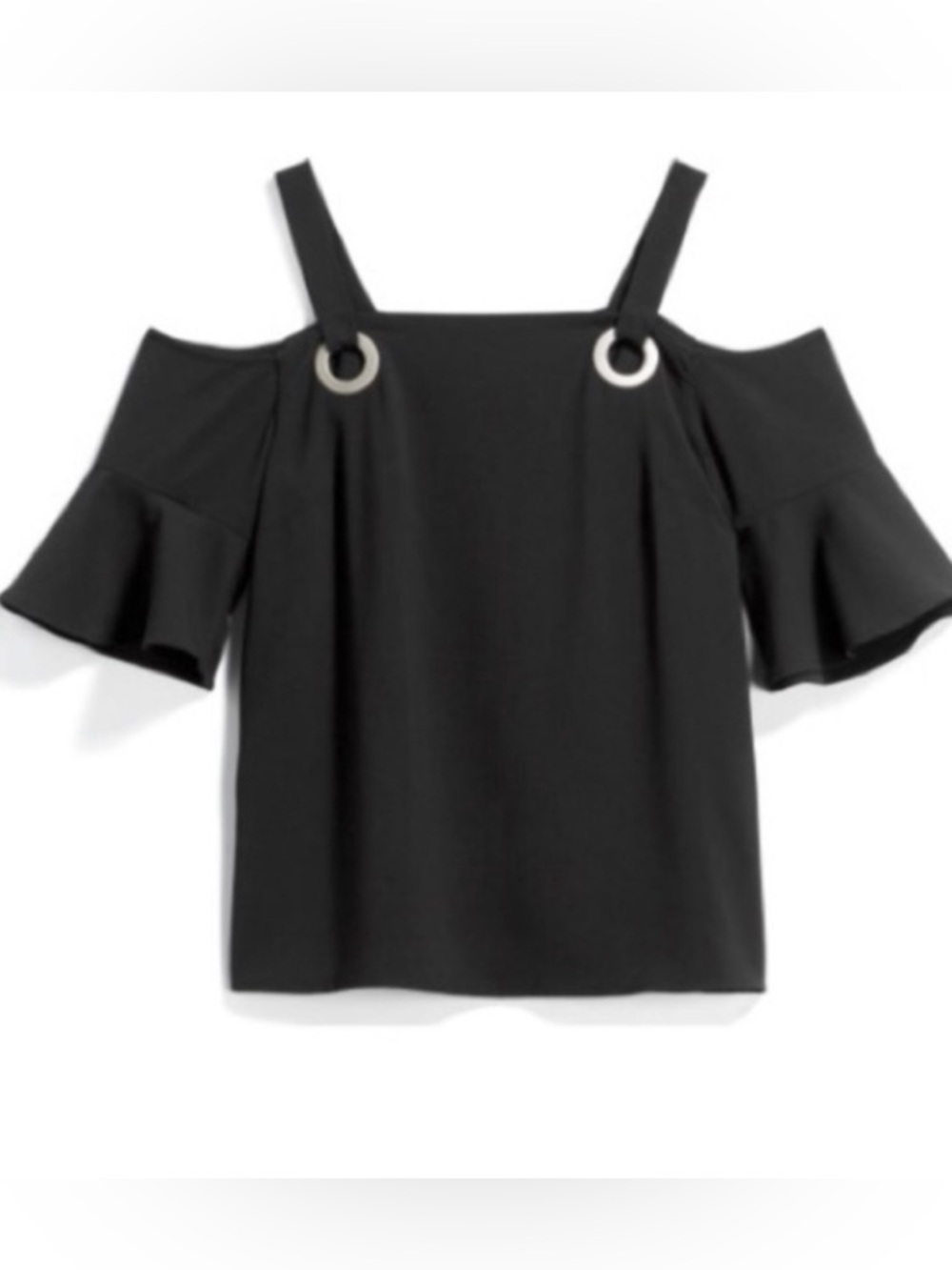 Pixley tarri grommet cold shoulder blouse black size medium